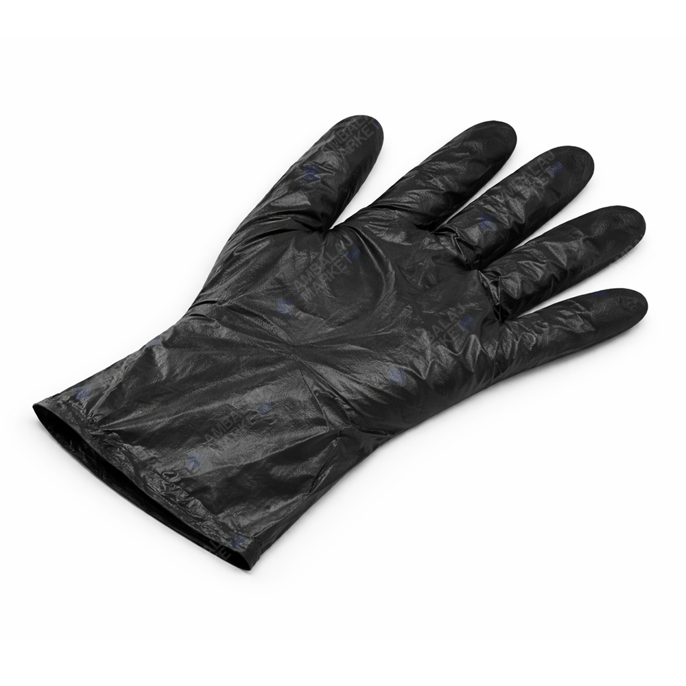 Manusi din polietilena negre HDPE (100 buc.) 