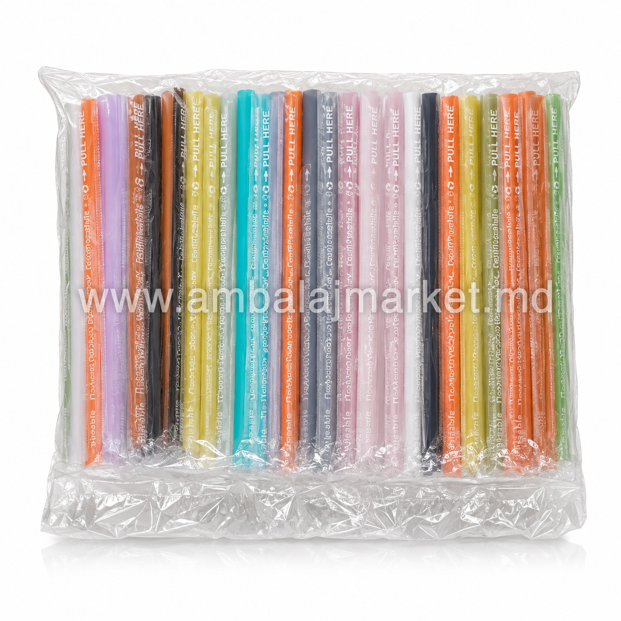 Paie pentru bubble tea, 12*210mm, ambalate individual, colorate