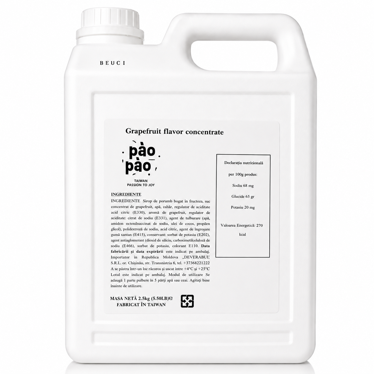 Sirop concentrat PAO PAO, grapefruit, 2.5 kg