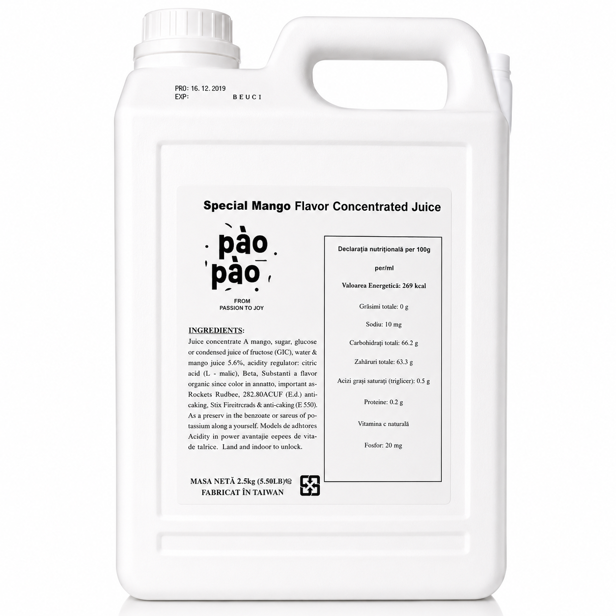 Sirop concentrat PAO PAO, Mango, 2.5kg
