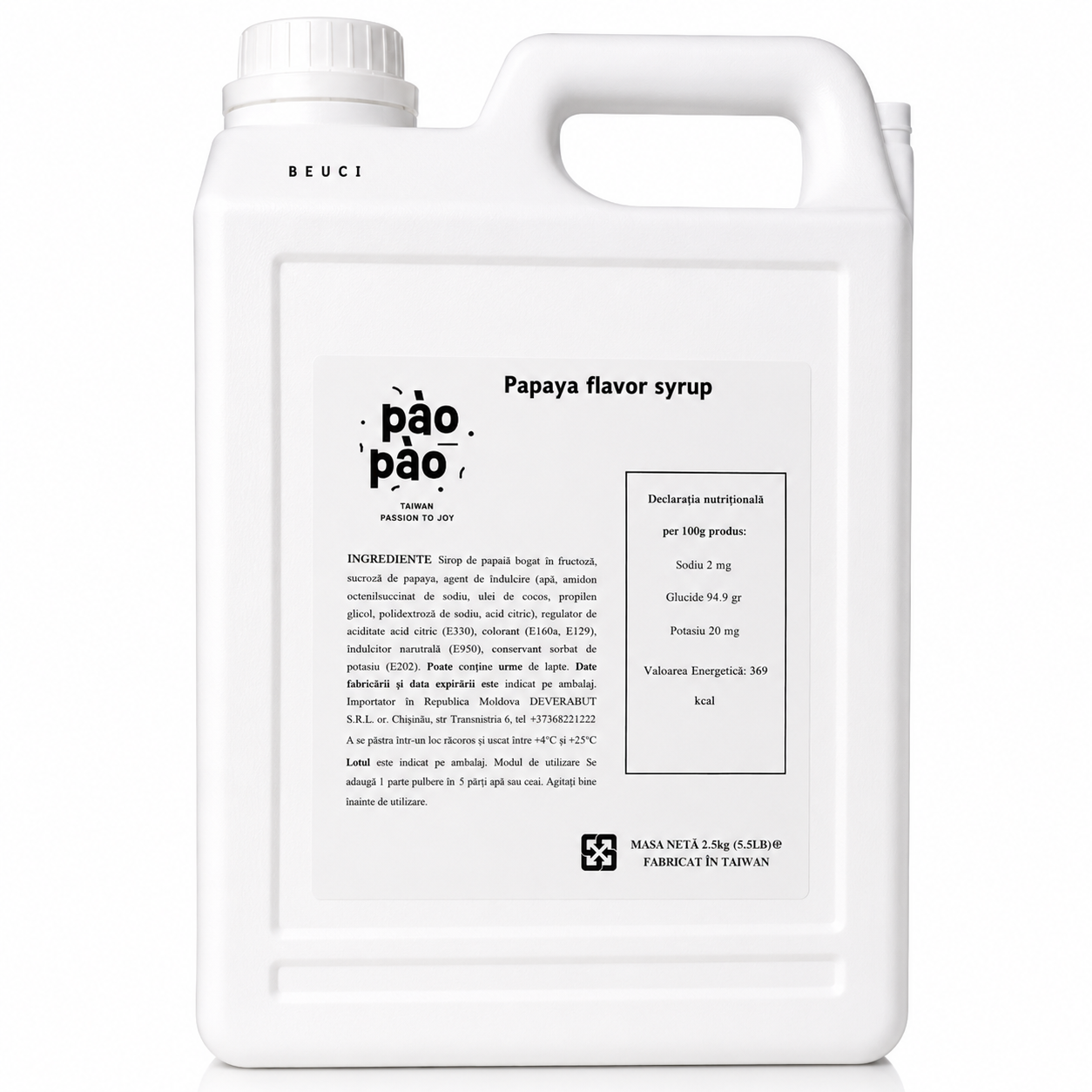 Sirop concentrat PAO PAO, papaya, 2.5 kg