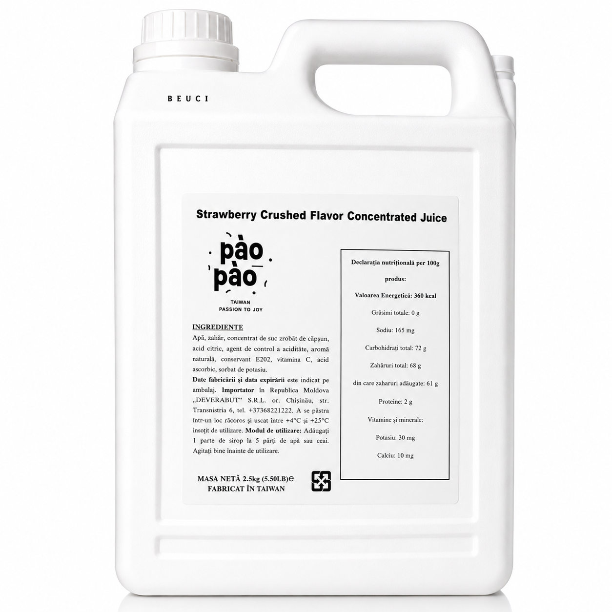 Sirop concentrat PAO PAO, capsuna, 2.5 kg