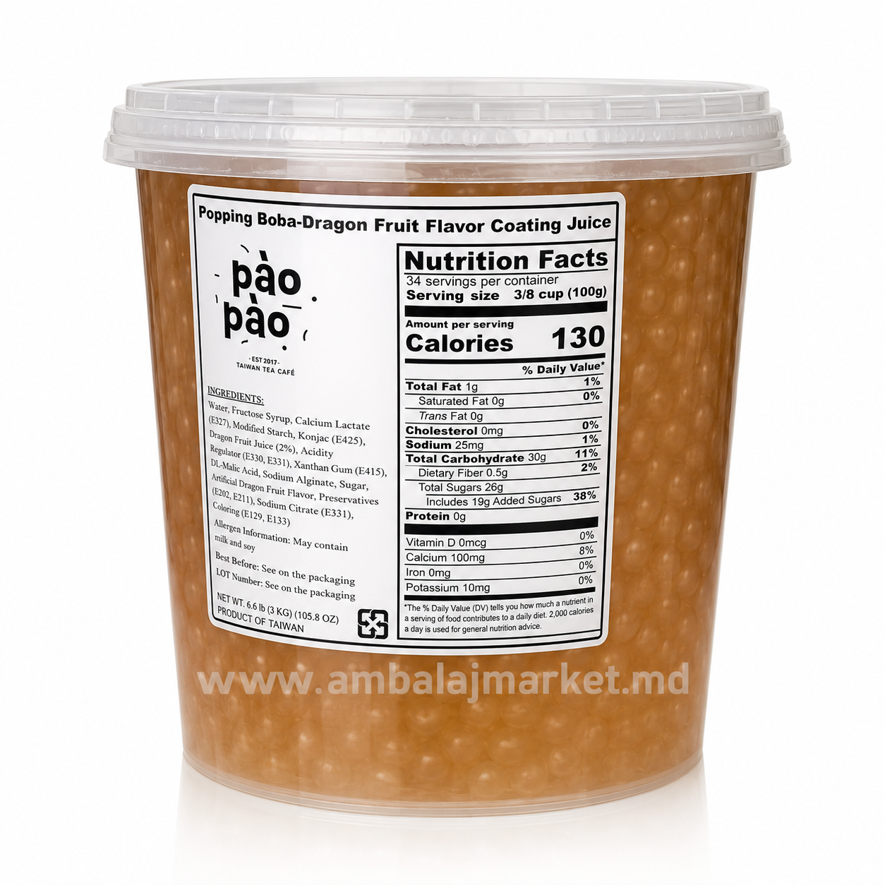 Popping Boba Pao Pao, Dragon Fruit 3.4 KG  