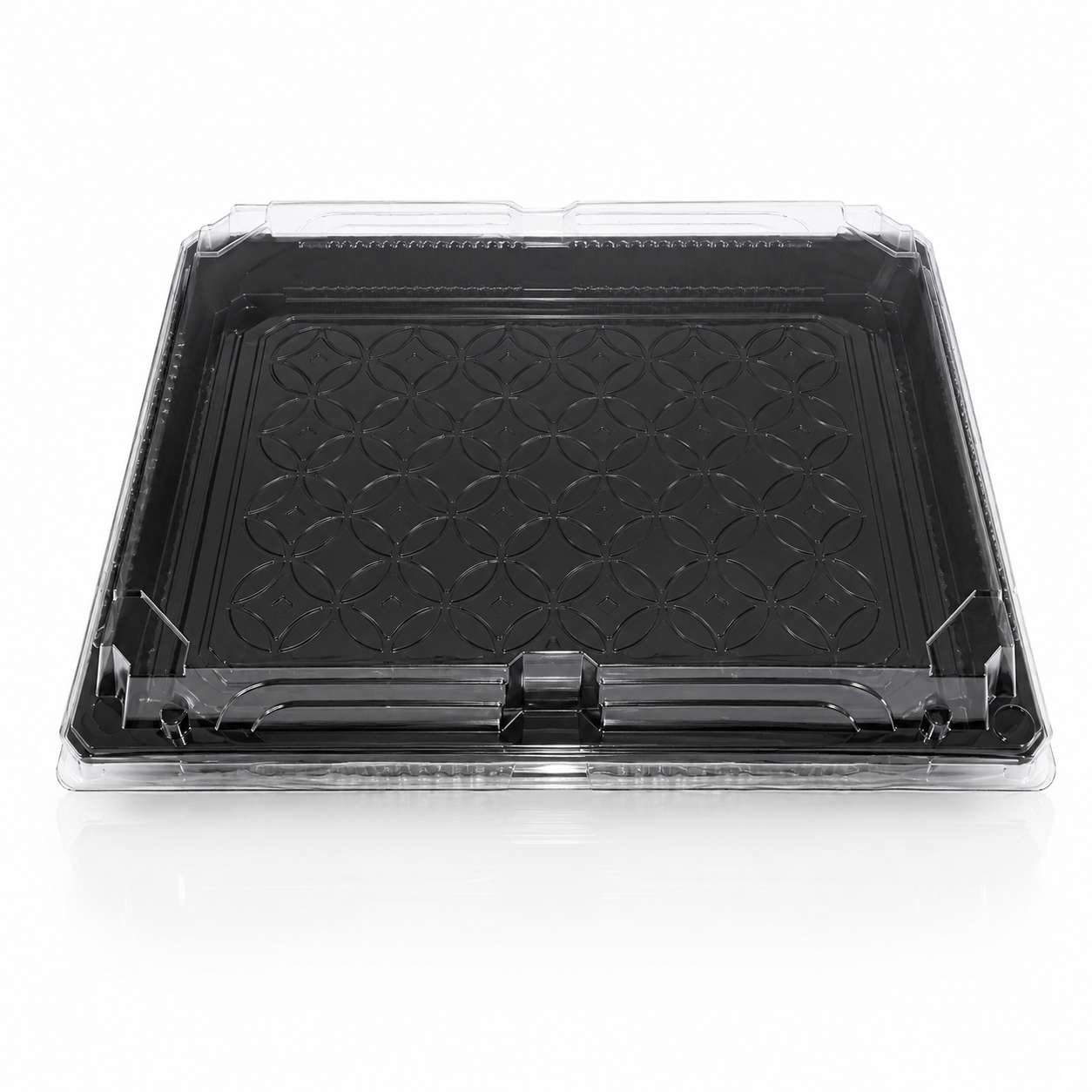 Caserola PET pentru sushi, 275*205*45 mm, cu fund negru