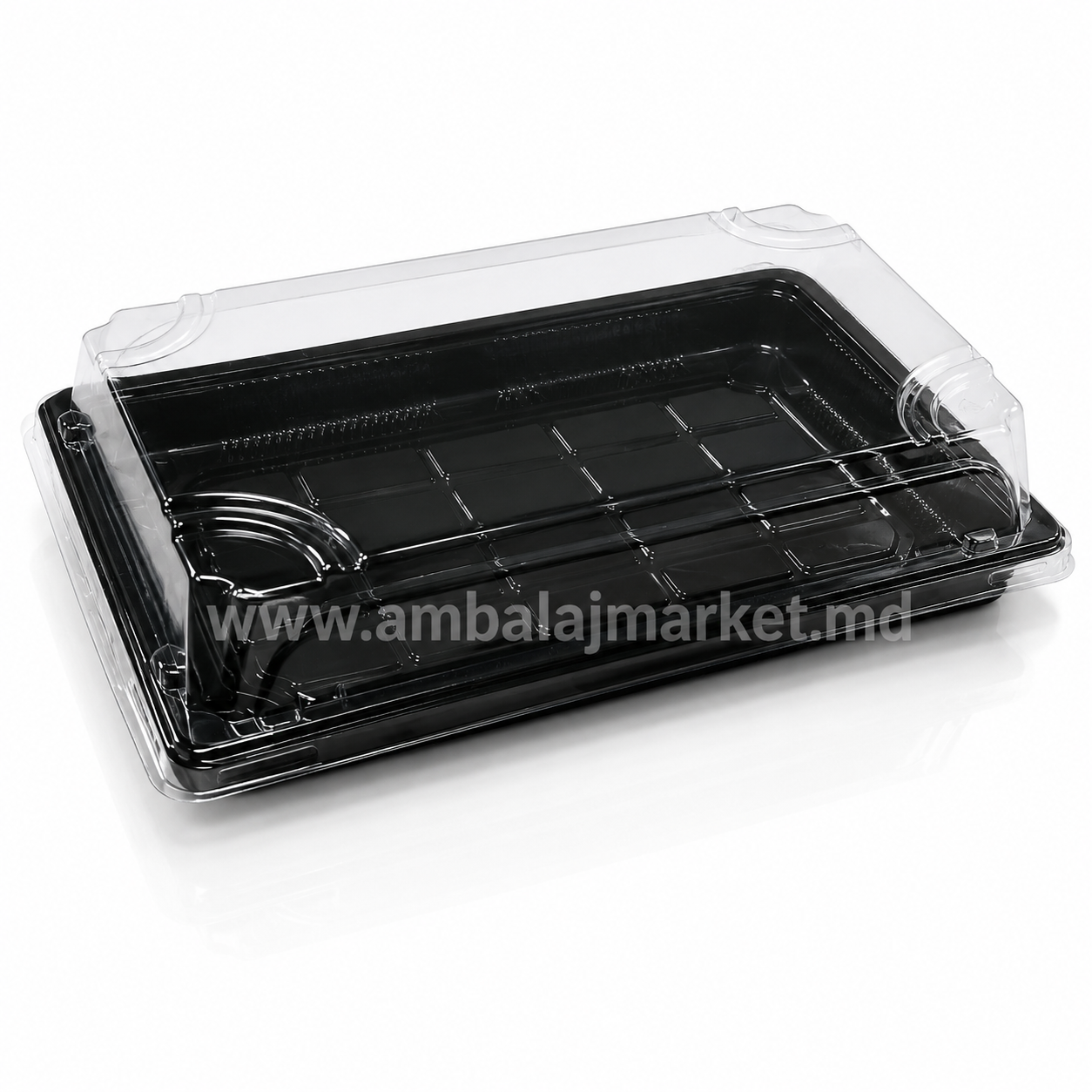 Caserola PP pentru sushi, 245*145*45 mm, cu fund negru
