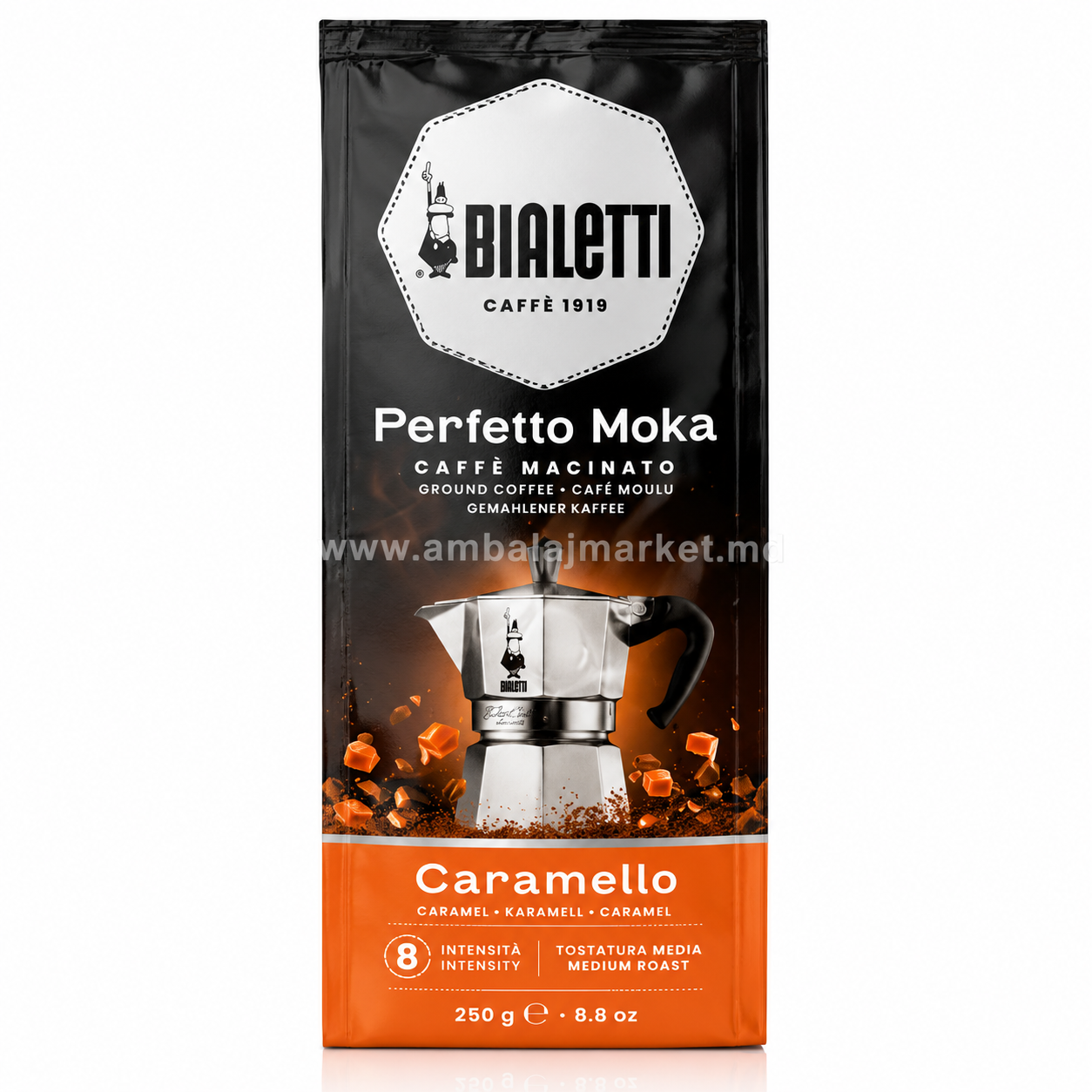 Cafea Macinata Perfetto Moka Caramel 250g 