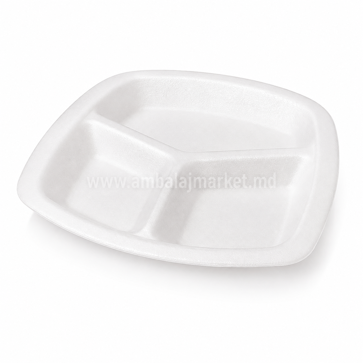 Tavă din polistiren cu 3 compartimente, 260×237×30mm