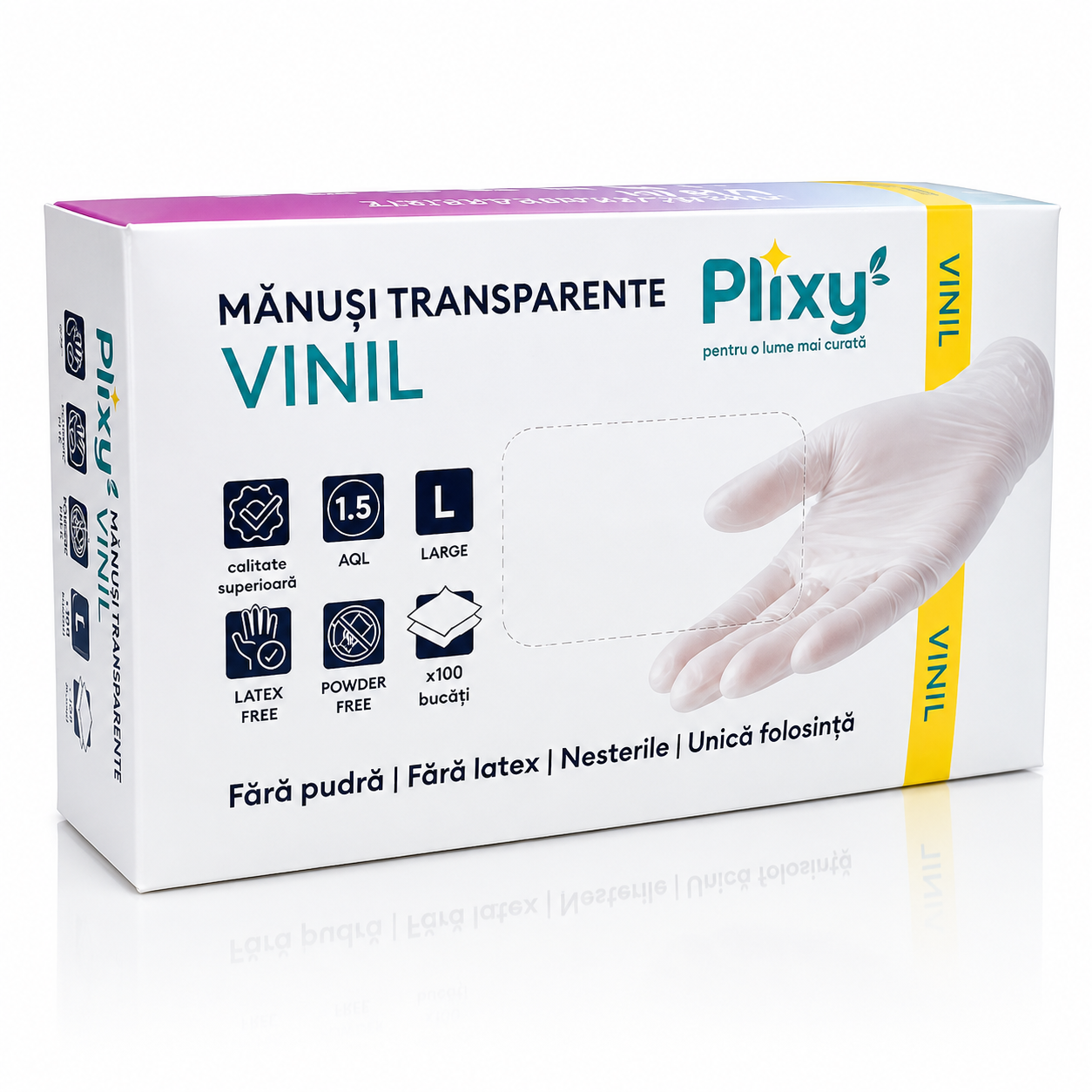 Manusi din vinil, L, transparent (100 buc)