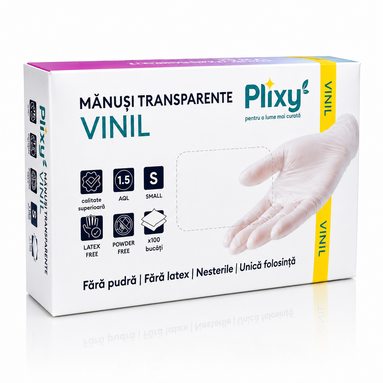 Manusi din vinil, S, transparent (100 buc)
