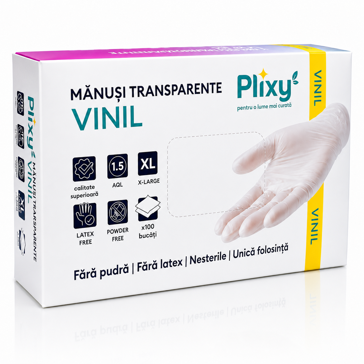 Manusi din vinil, XL, transparent (100 buc)