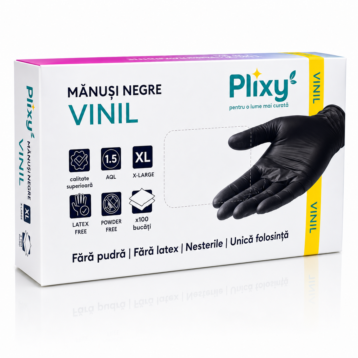 Manusi din vinil, XL, negru (100 buc)