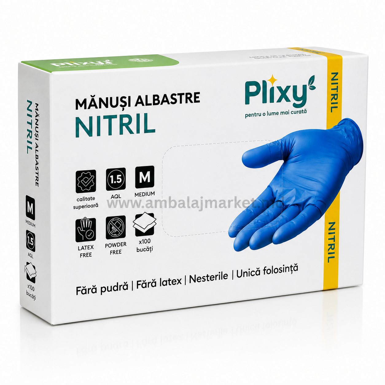 Manusi din nitril, M, albastru (100 buc)
