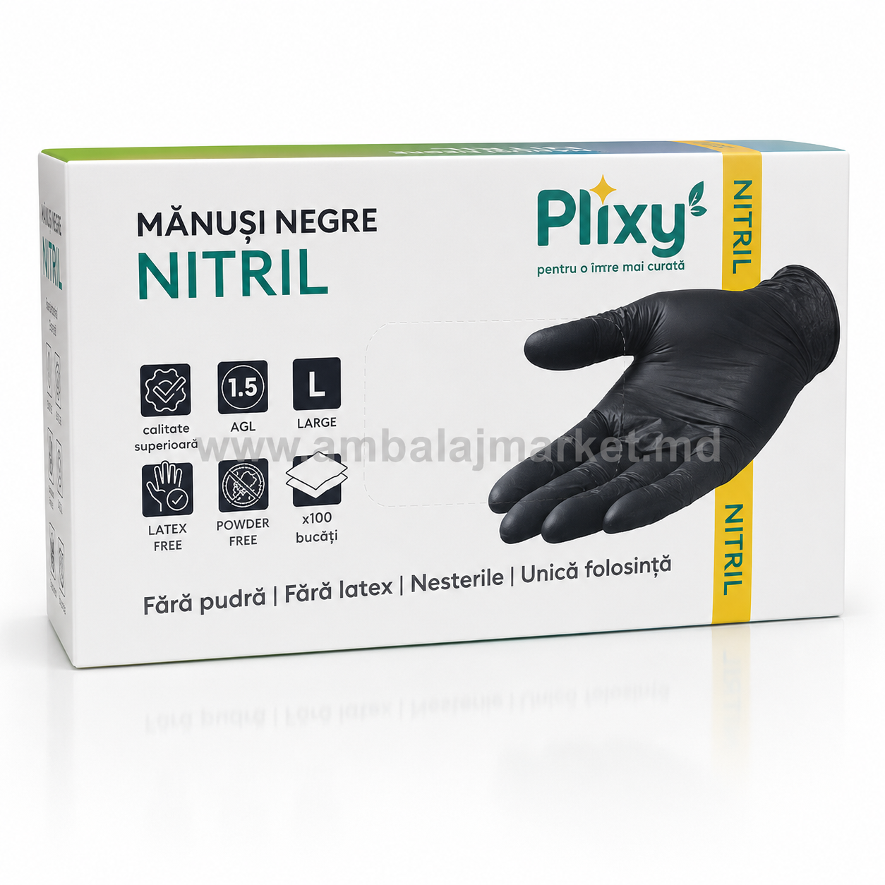 Manusi din nitril, L, negre (100 buc)