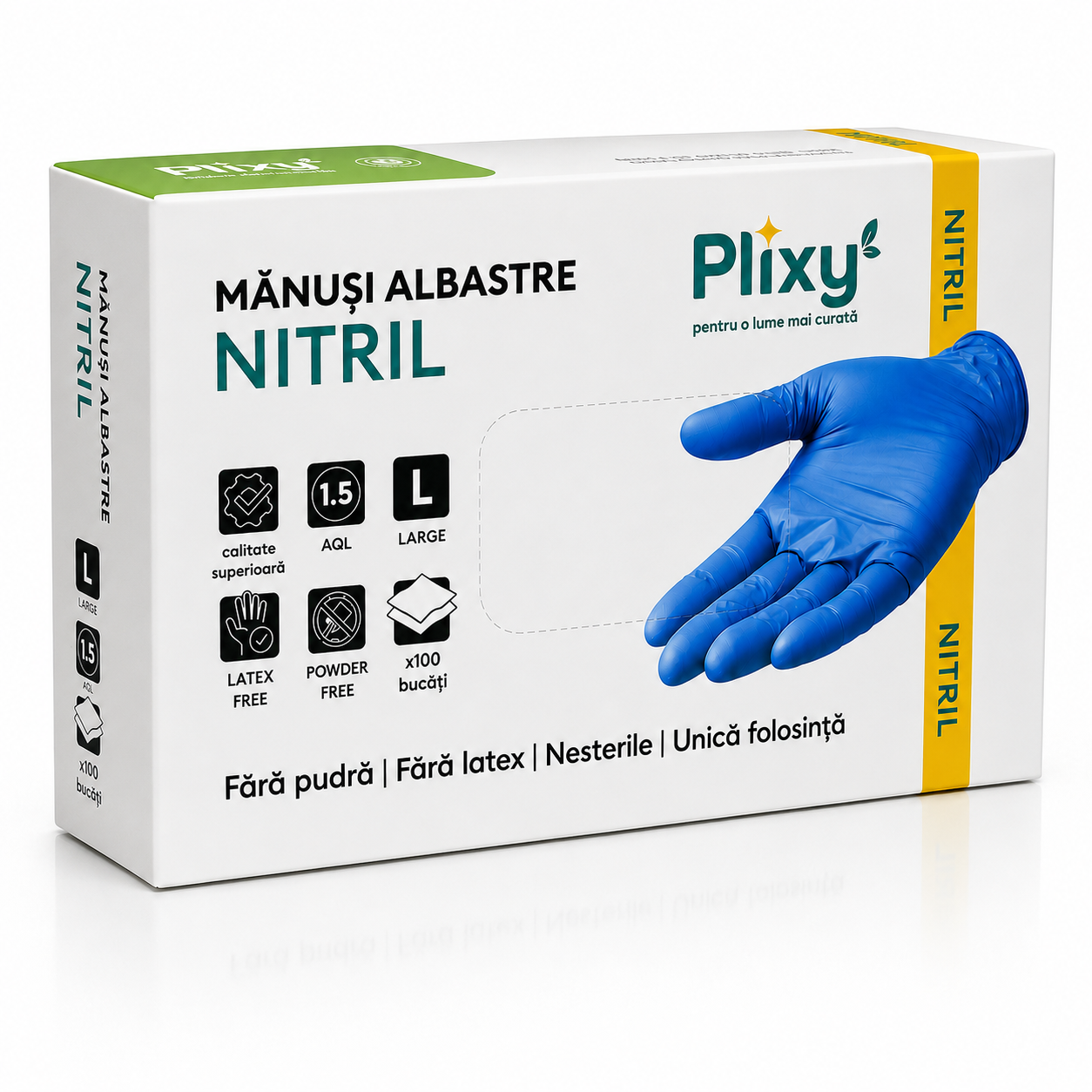 Manusi din nitril, L, albastru (100 buc)