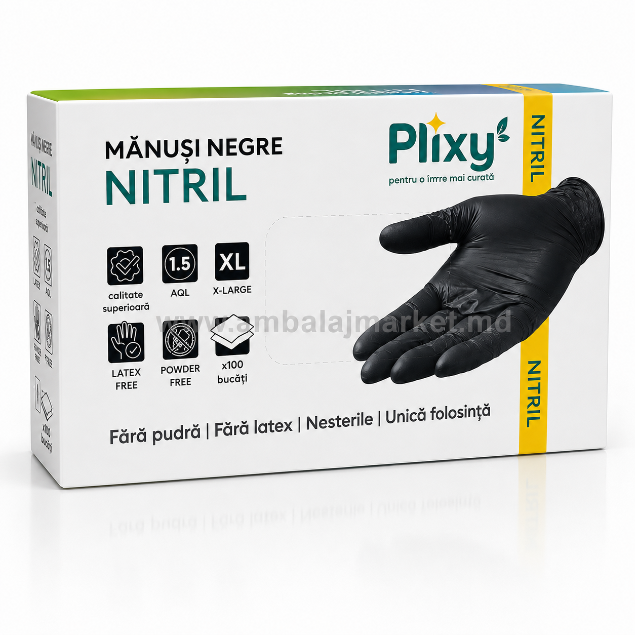 Manusi din nitril, XL, negru (100 buc)